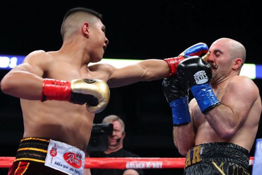 Jaime Munguia stopped Spike O'Sullivan in the 11th round in Texas Photo Credit: Tom Hogan/Golden Boy