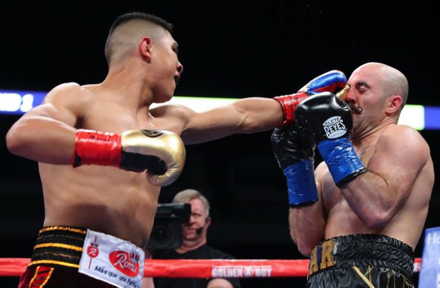 Jaime Munguia stopped Spike O'Sullivan in the 11th round in Texas Photo Credit: Tom Hogan/Golden Boy