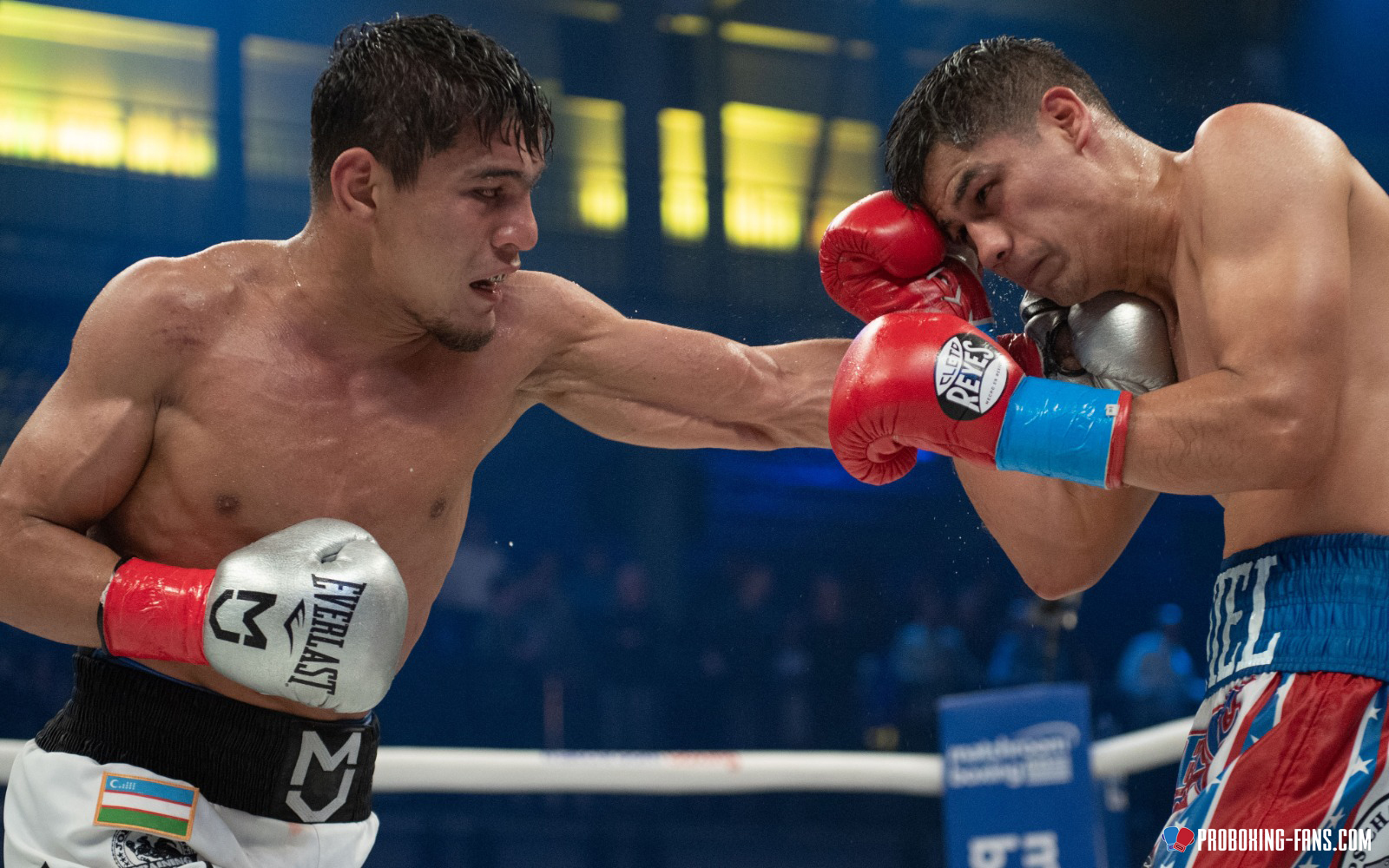 Murodjon Akhmadaliev takes two belts with split decision win over Daniel Roman. Photo Credit: www.proboxing-fans.com