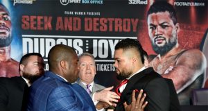 Dubois shoved Joyce at the first press conference for their highly-anticipated clash Photo Credit: Reuters