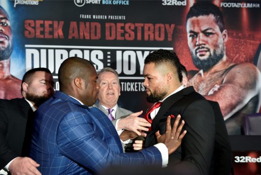 Dubois shoved Joyce at the first press conference for their highly-anticipated clash Photo Credit: Reuters