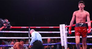 Ryan Garcia put Fonseca down on the canvas twice as he won with a first round KO on Friday night.