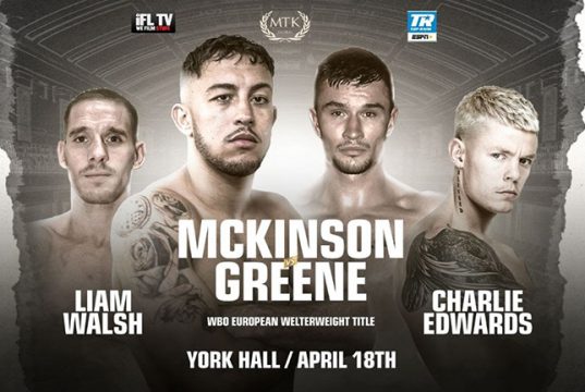 Michael McKinson takes on Kent's former Southern area champion, Louis Greene. Photo Credit: MTK Global.