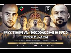 Francesco Patera clashes with Devis Boschiero for the Interim WBA Lightweight World Title in Verona on 27th March Photo Credit: Matchroom Boxing
