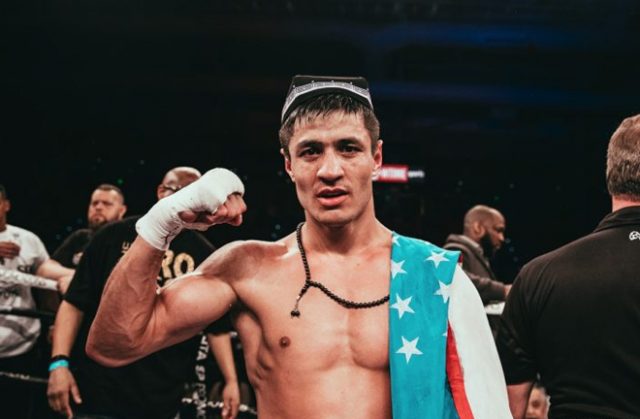 Shohjahon Ergashev celebrating one of his many wins. Photo Credit: Rosie Cohe / Showtime.