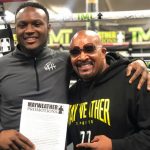Viddal Riley with Leonard Ellerbe after signing a promotional deal with Mayweather Promotions. Photo Credit: Mayweather Promotions.