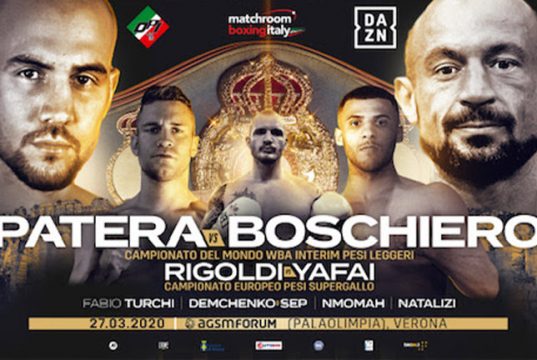 Patera vs Boschiero postponed due to the Coronavirus outbreak in Italy. Credit: Matchroom