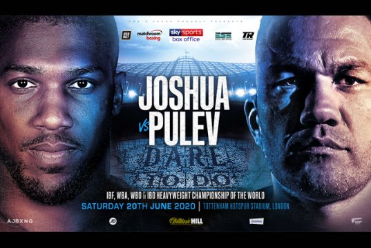 Anthony Joshua's world heavyweight title defence against Kubrat Pulev set for June 20th at Tottenham Hotspur Stadium has been postponed Credit: Matchroom Boxing