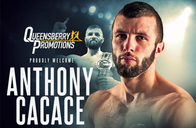 The British super-featherweight champion, Anthony Cacace, has signed with Frank Warren. Credit: Queensbury Promotions.