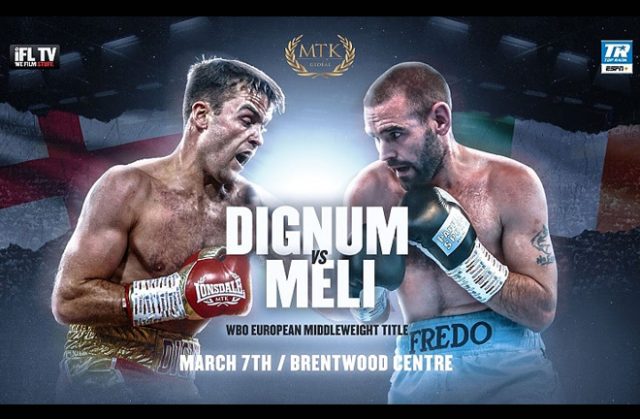 Danny Dignum makes a first defence of his WBO European Middleweight strap against Alfredo Meli on Saturday Credit: MTK Global