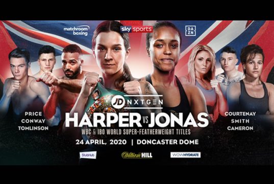 Terri Harper makes a maiden defence of her WBC world Super Featherweight crown against Natasha Jonas in Doncaster Credit: Matchroom Boxing