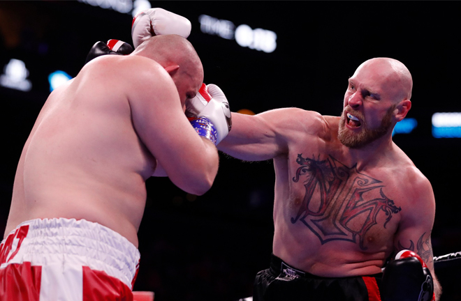 Robert Helenius produced a huge upset to stop Adam Kownacki in Brooklyn Credit: BT Sport Boxing