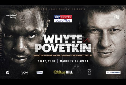 Dillian Whyte will take on former world champion Alexander Povetkin on May 2 in Manchester Credit: Matchroom Boxing