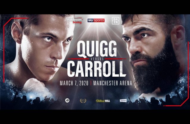 Scott Quigg and Jono Carroll collide at the Manchester Arena on Saturday night Credit: Matchroom Boxing