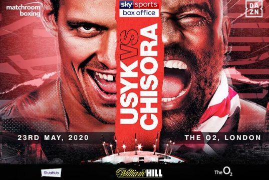Oleksandr Usyk collides with Dereck Chisora at the o2 arena on May 28th in a real clash of the titans battle. Credit: Matchroom Boxing.