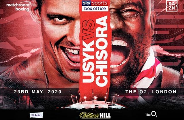 Oleksandr Usyk collides with Dereck Chisora at the o2 arena on May 28th in a real clash of the titans battle. Credit: Matchroom Boxing.