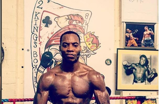 Egbunike in the 2 Kings gym in Kingston, the first gym he fought for. Photo Credit: Surrey Comet.