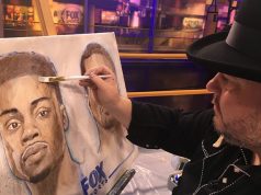 Richard T Slone painting Errol Spence Jr. Photo Credit: @SloneArt Twitter