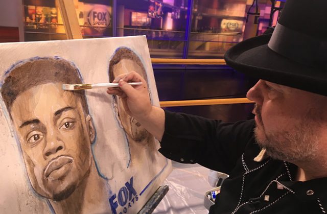 Richard T Slone painting Errol Spence Jr. Photo Credit: @SloneArt Twitter