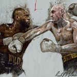 Slone’s artwork of Tyson Fury and Deontay Wilder for the rematch that took place in February 2019. Photo Credit: @SloneArt Twitter