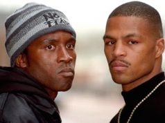 Nigel Benn and Gerald McClellan face to face. Photo Credit: Vice