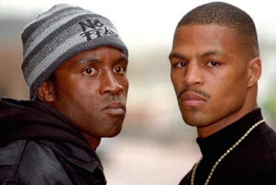 Nigel Benn and Gerald McClellan face to face. Photo Credit: Vice