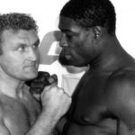 Joe Bugner and Frank Bruno face to face one last time before fight night. Photo Credit: That 1980’s Sports Blog.