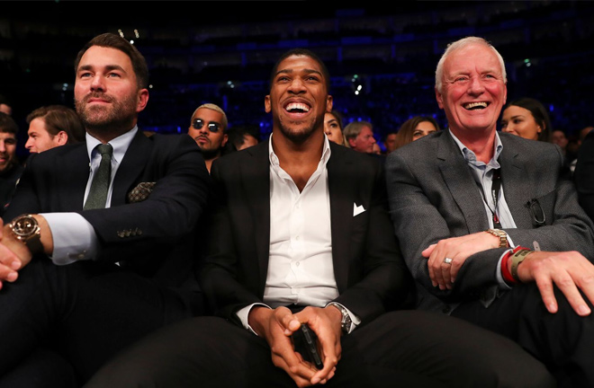 Eddie Hearn, Anthony Joshua and Barry Hearn are at the top of world boxing today. Photo Credit: Sky Sports