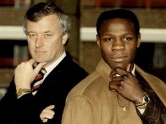 Barry Hearn and his first World champion, Chris Eubank. Photo Credit: Twitter / Eddie Hearn
