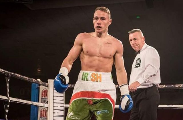 Ciaran McVarnock during one of his 11 professional bouts. Photo Credit: Belfast Live