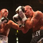 Ryan Rhodes and Jamie Moore in action. Photo Credit: Boxing Scene