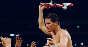 Julio Cesar Chavez after beating Greg Haugen. Photo Credit: The Fight City