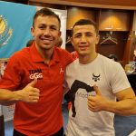 Madrimov and his hero, Gennadiy Golovkin. Photo Credit: Twitter @IsrailMadrimov