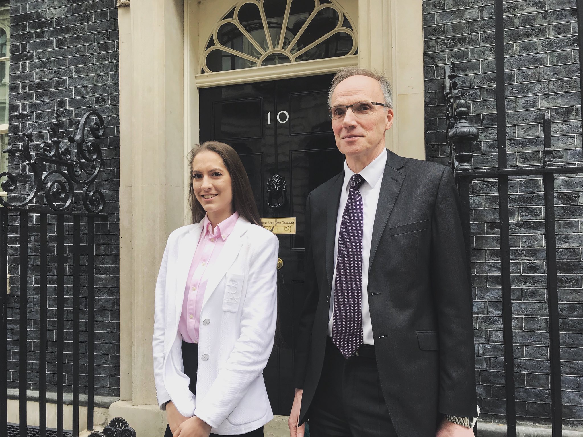 Whitney Clark outside 10 Downing Street. Photo Credit: Twitter, @_whitneyec