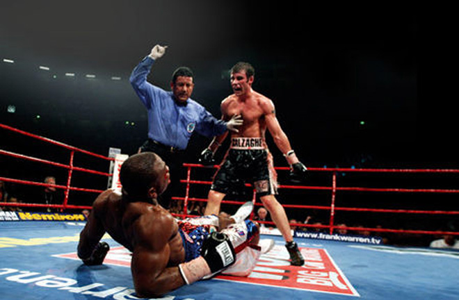 Joe Calzaghe floored Jeff Lacy in a career defining fight. Photo Credit: Boxrec