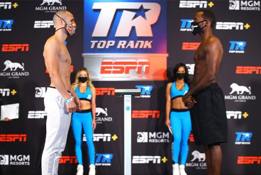 Pedraza and LesPierre face off. Photo Credit: Top Rank