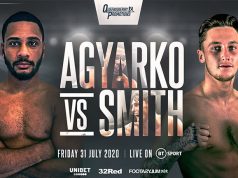 Caoimhin Agyarko will take on Jez Smith live from the BT Studio on Friday night in the third of Frank Warren's post-lockdown summer series. Photo Credit: Frank Warren