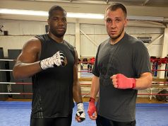 Daniel Dubois and his long time sparring partner Dorion Krasmaru. Photo Credit: Martin Bowers