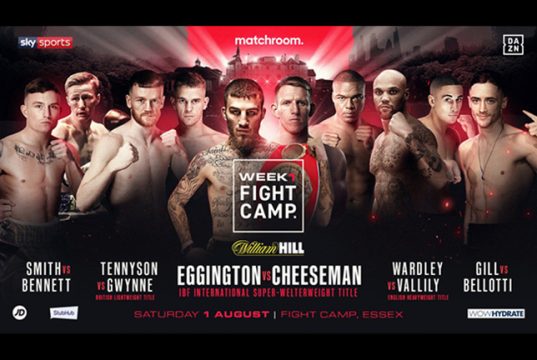 Sam Eggington faces Ted Cheeseman as Matchroom return in 'Fight Camp' on Saturday night Photo Credit: Matchroom Boxing