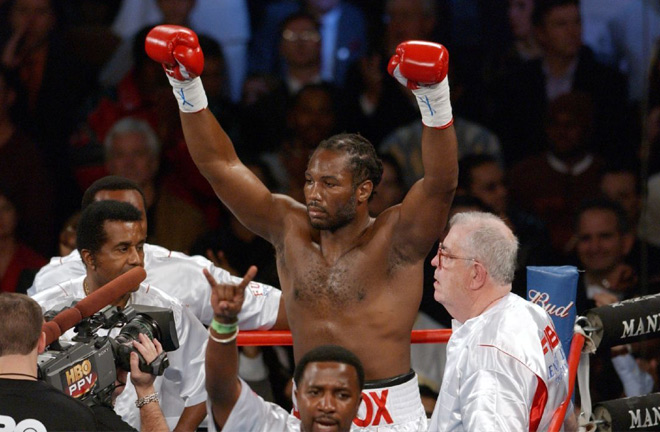 Lennox Lewis with Emanuel Steward (left) and Harold Knight (bottom, centre). Photo Credit: ESPN