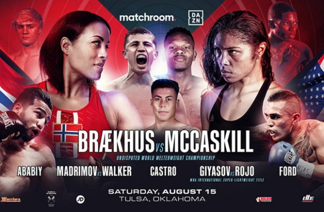 Cecilia Brækhus's undisputed Welterweight title defence against Jessica McCaskill will headline in Tulsa on August 15 Photo Credit: Matchroom Boxing