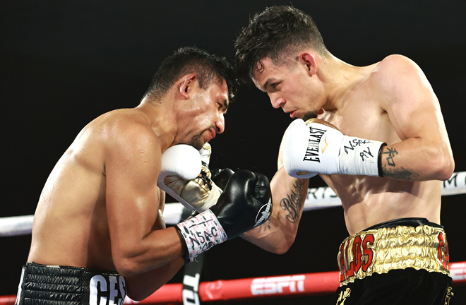 Carlos Castro proved too strong for Cesar Juarez in Las Vegas Photo Credit: Mikey Williams/Top Rank