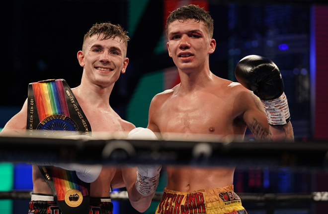 Brad Foster retained his British and Commonwealth titles after a thrilling battle with James Beech Jr at BT Sport Studio Photo Credit: Queensberry Promotions