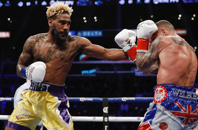 Jarrett Hurd proved too strong for Welborn in a brave World title attempt in 2018 Photo Credit: World Boxing News