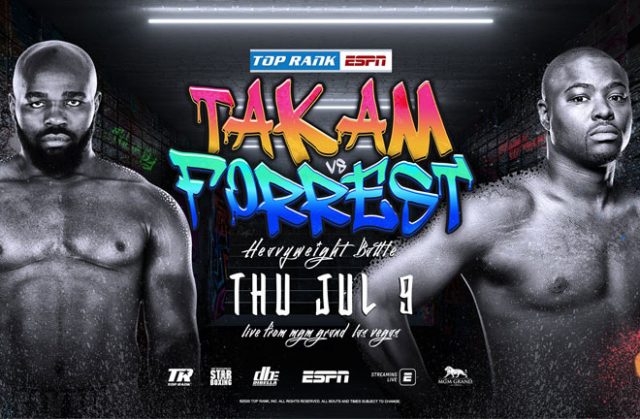 Carlos Takam takes on Jerry Forrest as a last minute replacement for disgraced Jarrell Miller. Photo Credit: Top Rank