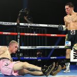 Valdez scored three knockdowns on route to a tenth round stoppage Photo Credit: Mikey Williams/Top Rank