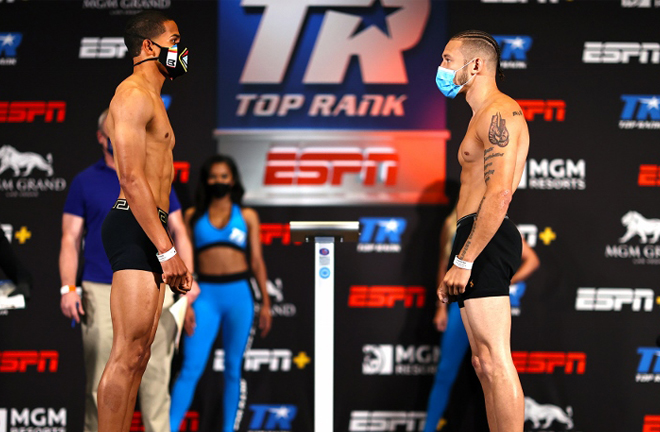 Verdejo faced off with Madera ahead of their main event clash on ESPN Photo Credit: Mikey Williams/Top Rank