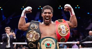 Anthony Joshua was in attendance to witness Dillian Whyte's shock loss to Alexander Povetkin on Saturday Photo Credit: Mark Robinson/Matchroom Boxing