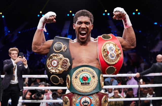 Anthony Joshua was in attendance to witness Dillian Whyte's shock loss to Alexander Povetkin on Saturday Photo Credit: Mark Robinson/Matchroom Boxing