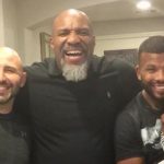 Amer Abdallah [Jack’s manager], Shannon Briggs and Badou Jack. Photo Credit: Twitter / @badoujack